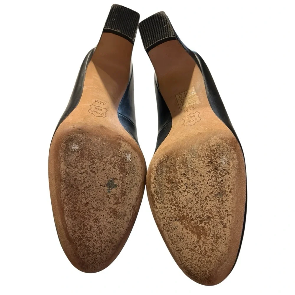 Tory Burch Raleigh Black Block Heel Leather Pumps – Size 5.5